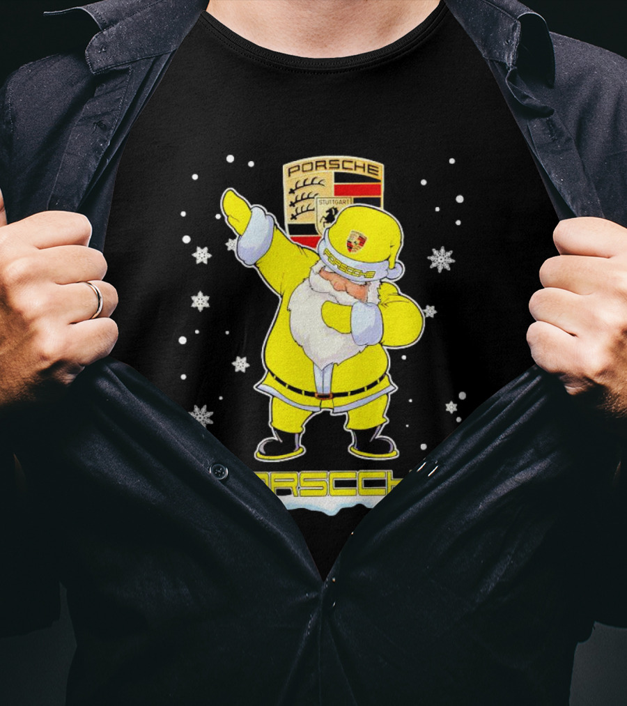 Porsche Santa Claus Dabbing Christmas Snowflakes T-Shirt