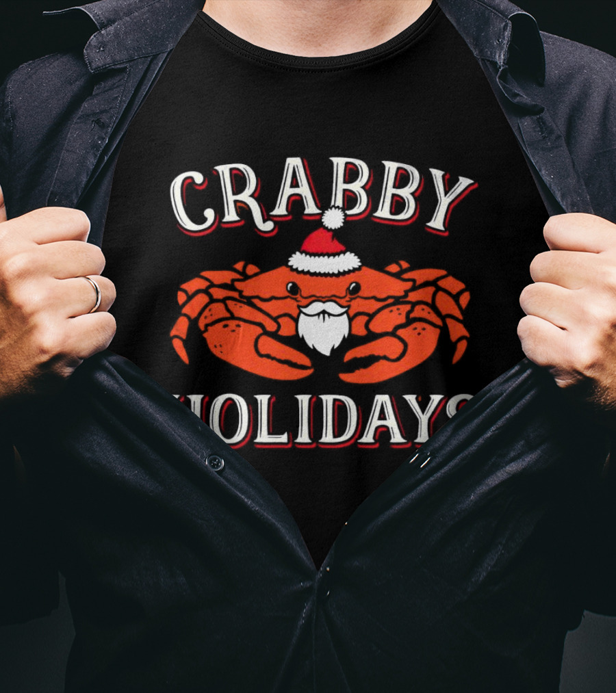 Crabby Holidays Santa Christmas Crab T-Shirt