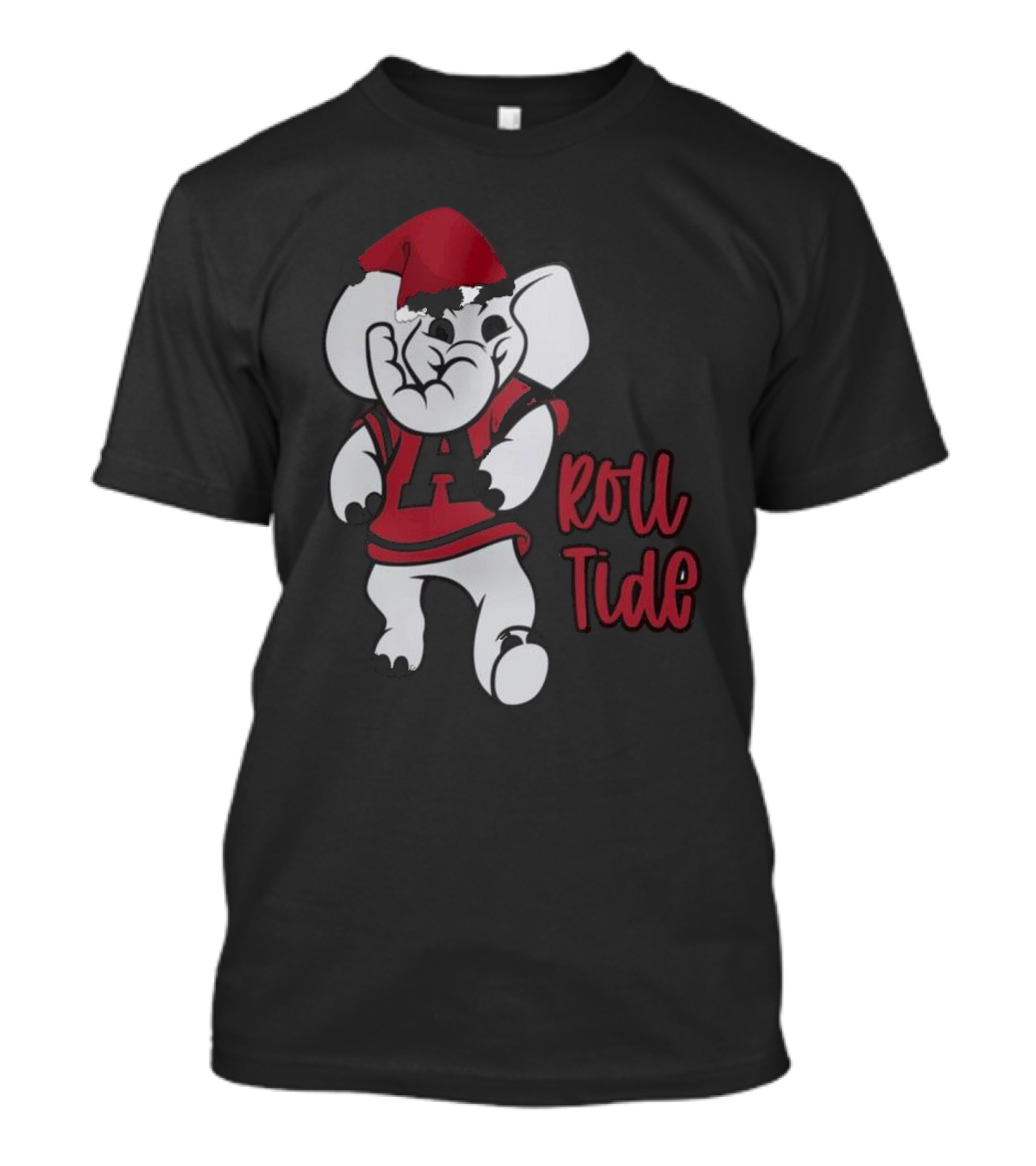 Alabama Crimson Tide Roll Tide Christmas Elephant Santa Hat T-Shirt