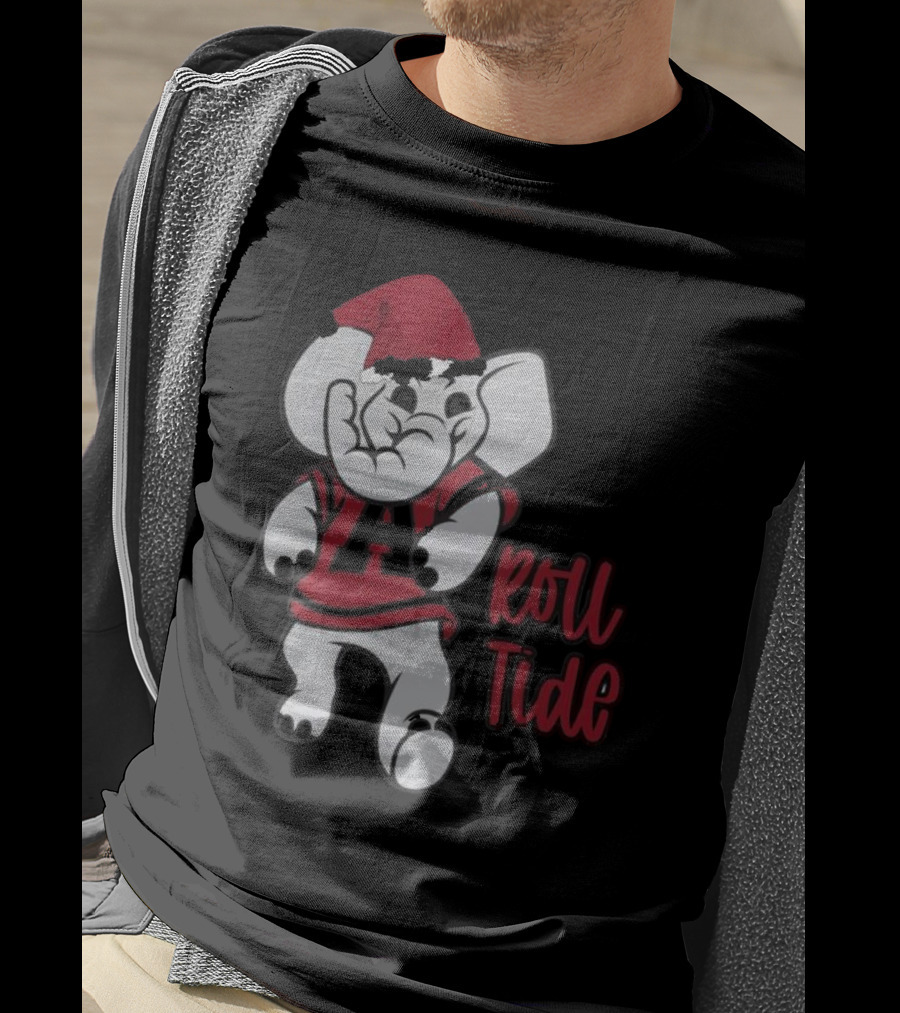 Alabama Crimson Tide Roll Tide Christmas Elephant Santa Hat T-Shirt