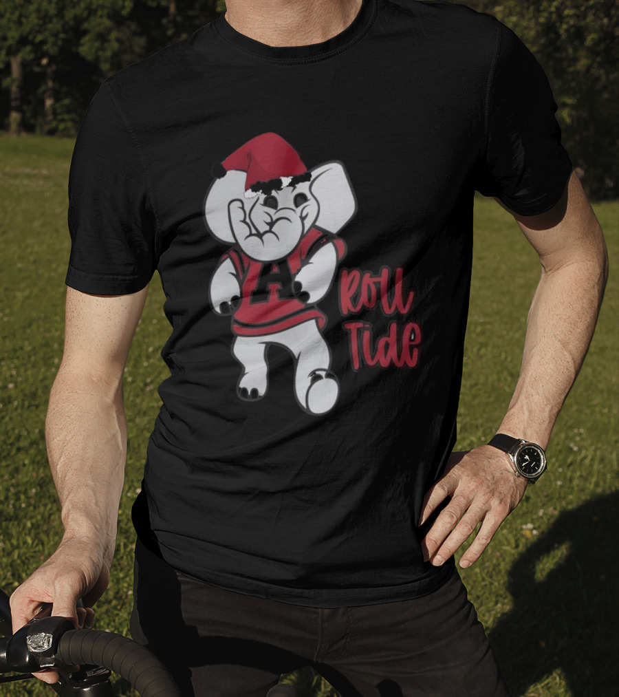 Alabama Crimson Tide Roll Tide Christmas Elephant Santa Hat T-Shirt