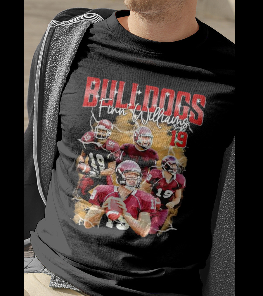 BULLDOGS Finn Williams 19 Football Quarterback Action T-Shirt