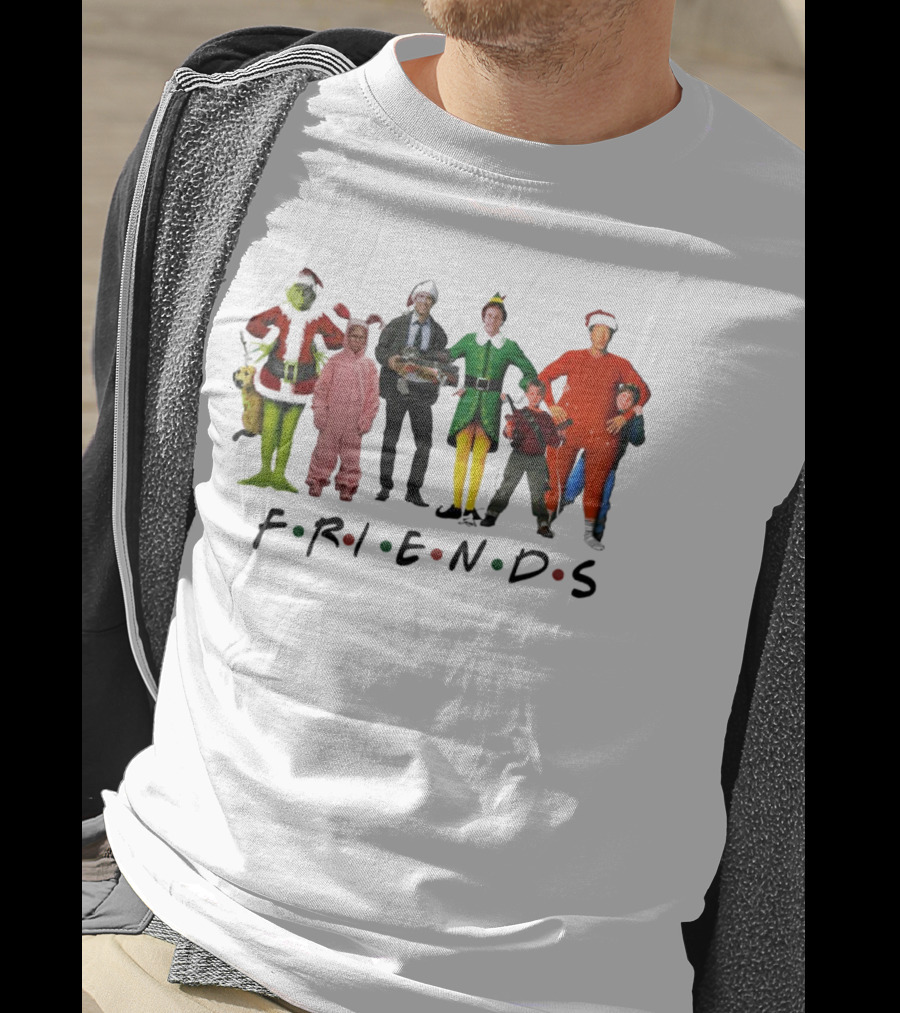 Friends Christmas Movie Character Costumes Grinch Elf Pink Bunny T-Shirt