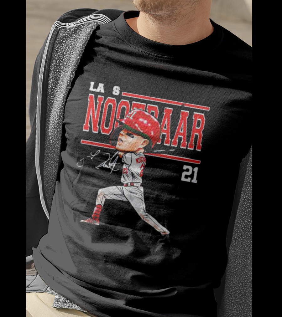 Lars Nootbaar St. Louis Baseball Cartoon Signature 21 T-Shirt