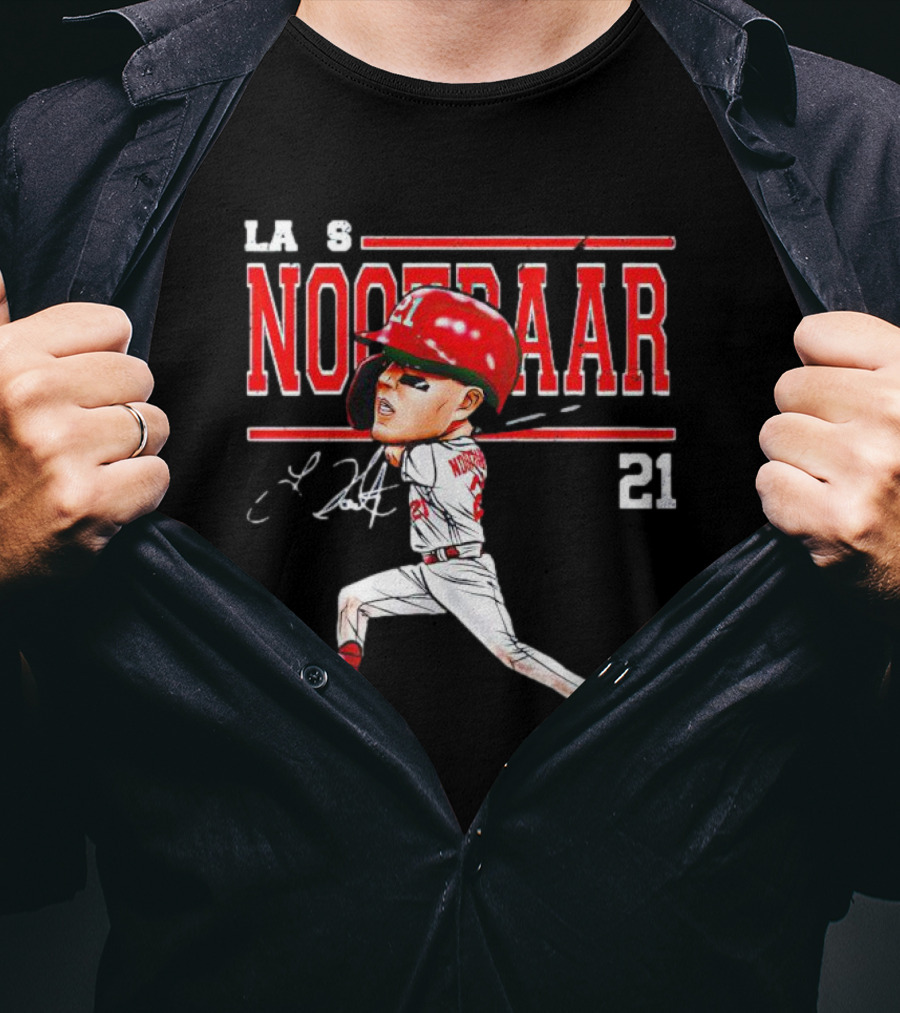 Lars Nootbaar St. Louis Baseball Cartoon Signature 21 T-Shirt