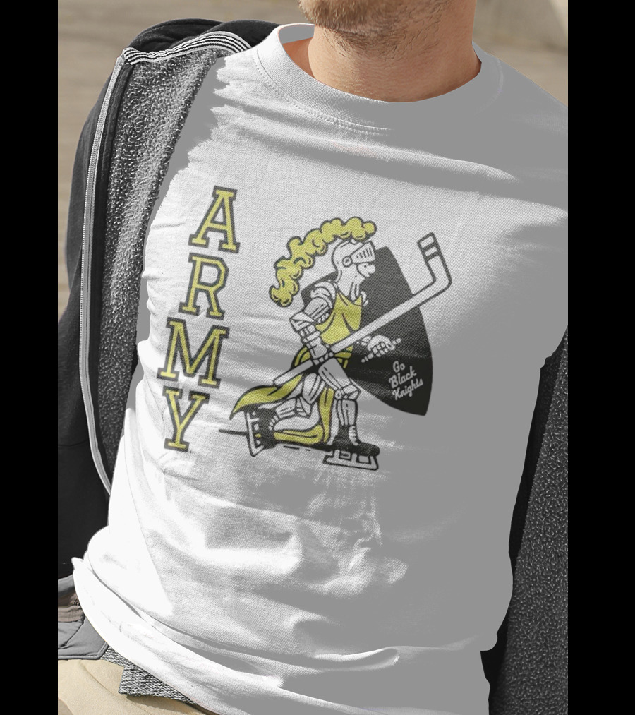 Army Hockey Go Black Knights Warrior Holding Hockey Stick T-Shirt
