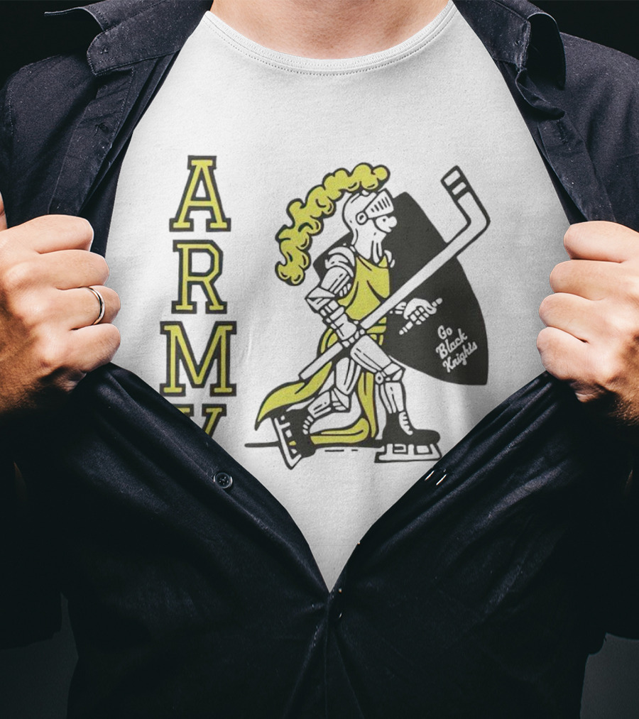 Army Hockey Go Black Knights Warrior Holding Hockey Stick T-Shirt