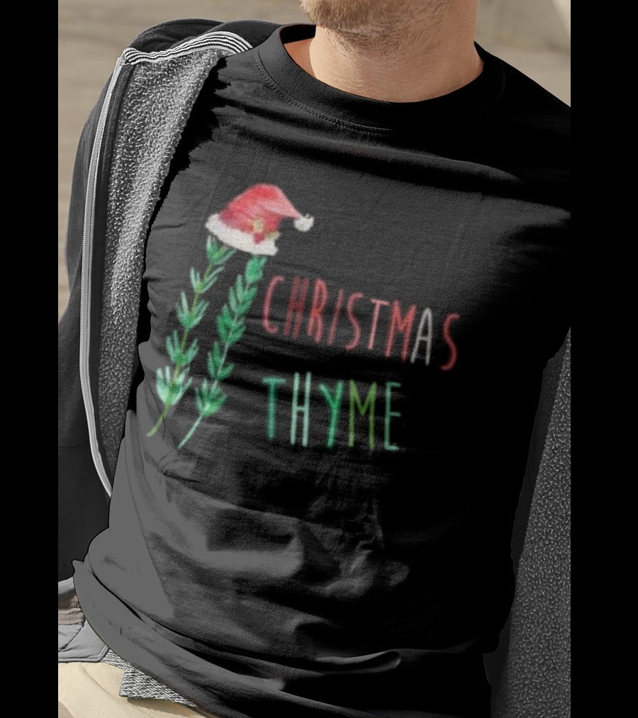 Christmas Thyme Santa Hat Herb Fun T-Shirt