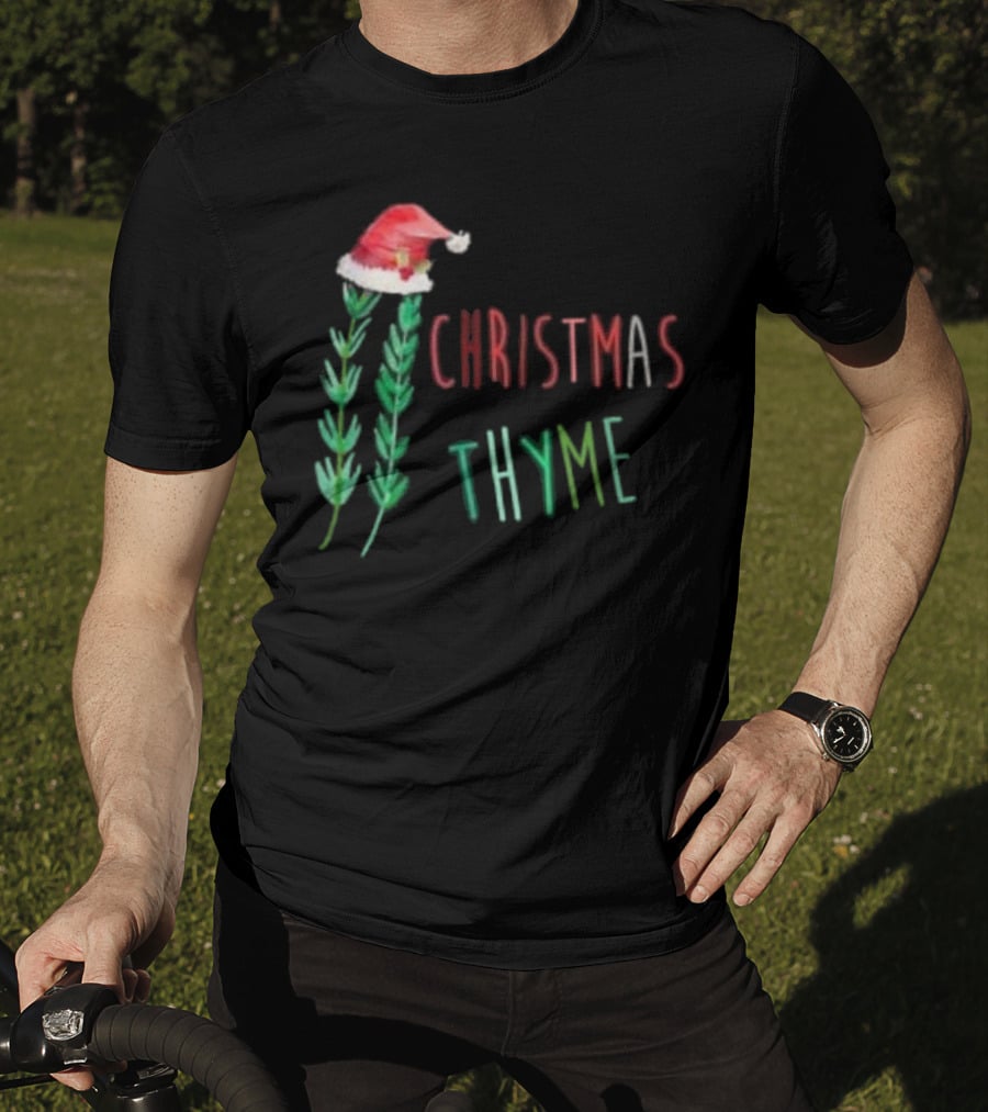 Christmas Thyme Santa Hat Herb Fun T-Shirt