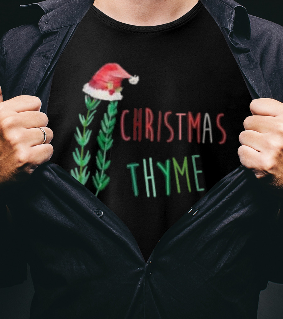 Christmas Thyme Santa Hat Herb Fun T-Shirt