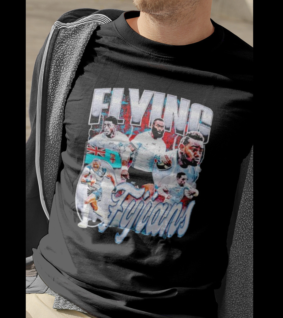 Flying Fijians Rugby Team Dynamic Tribute With Fiji Flag T-Shirt