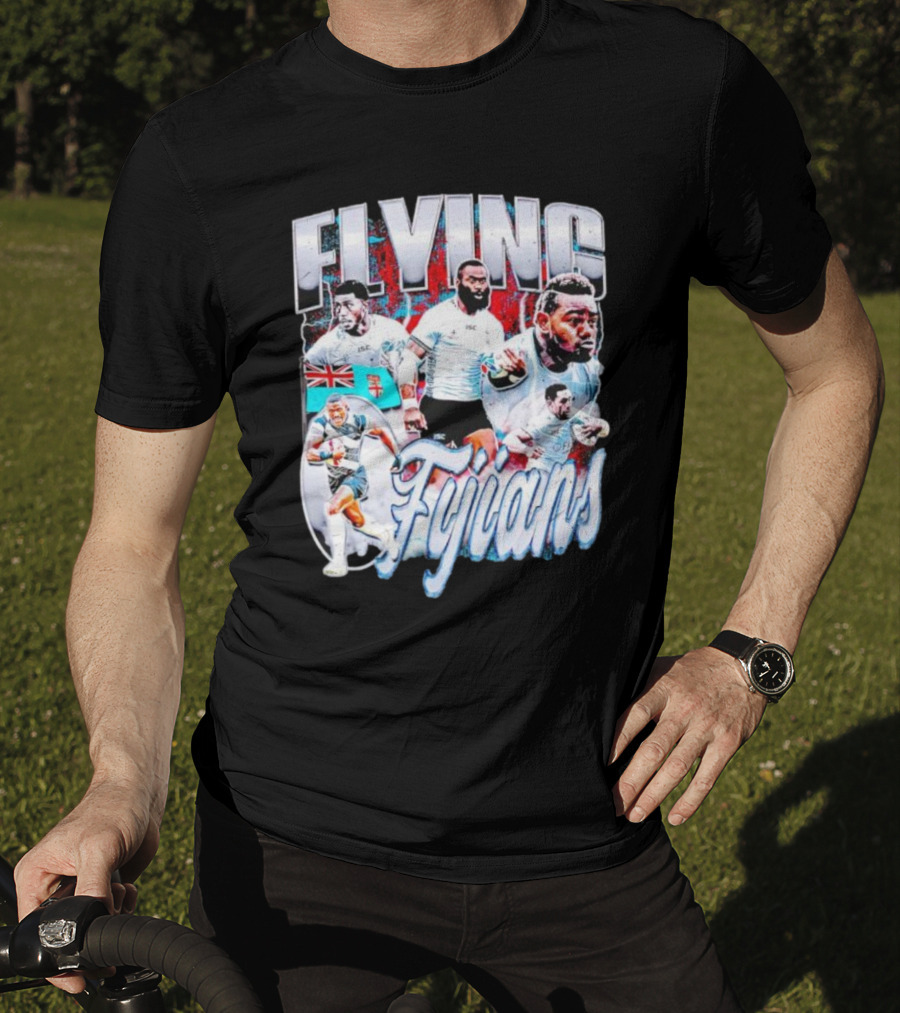 Flying Fijians Rugby Team Dynamic Tribute With Fiji Flag T-Shirt