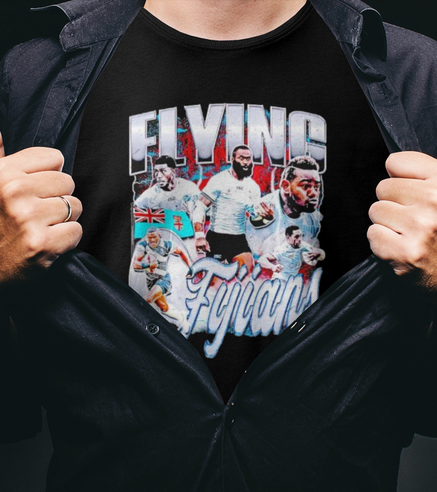 Flying Fijians Rugby Team Dynamic Tribute With Fiji Flag T-Shirt