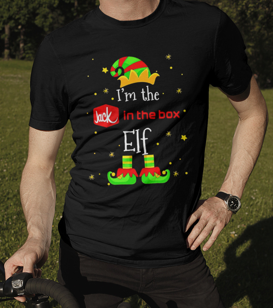 I’m The Jack In The Box Elf Christmas Green Red Hat Shoes Stars T-Shirt