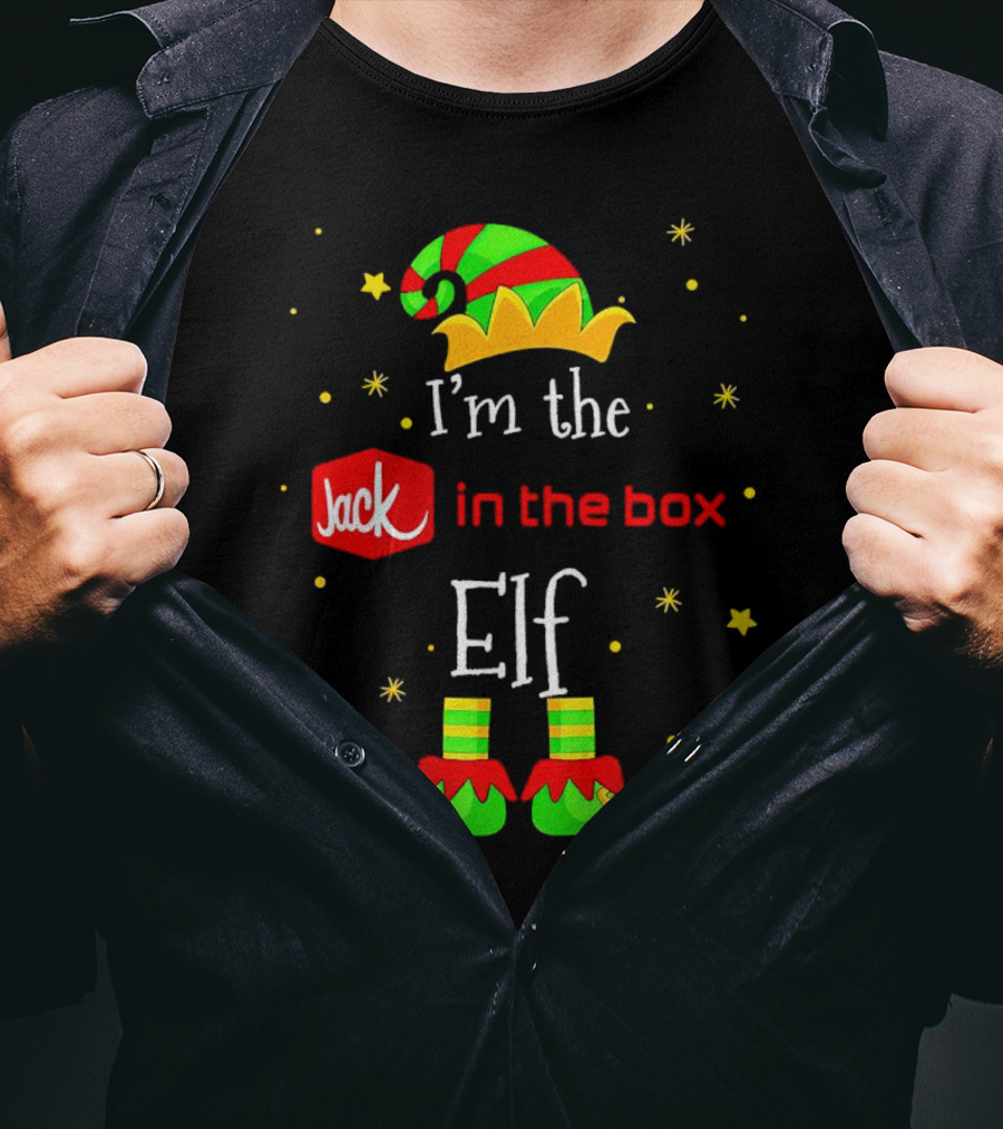 I’m The Jack In The Box Elf Christmas Green Red Hat Shoes Stars T-Shirt
