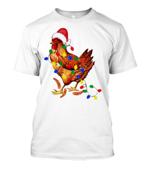 Santa Chicken With Christmas Lights T-Shirt