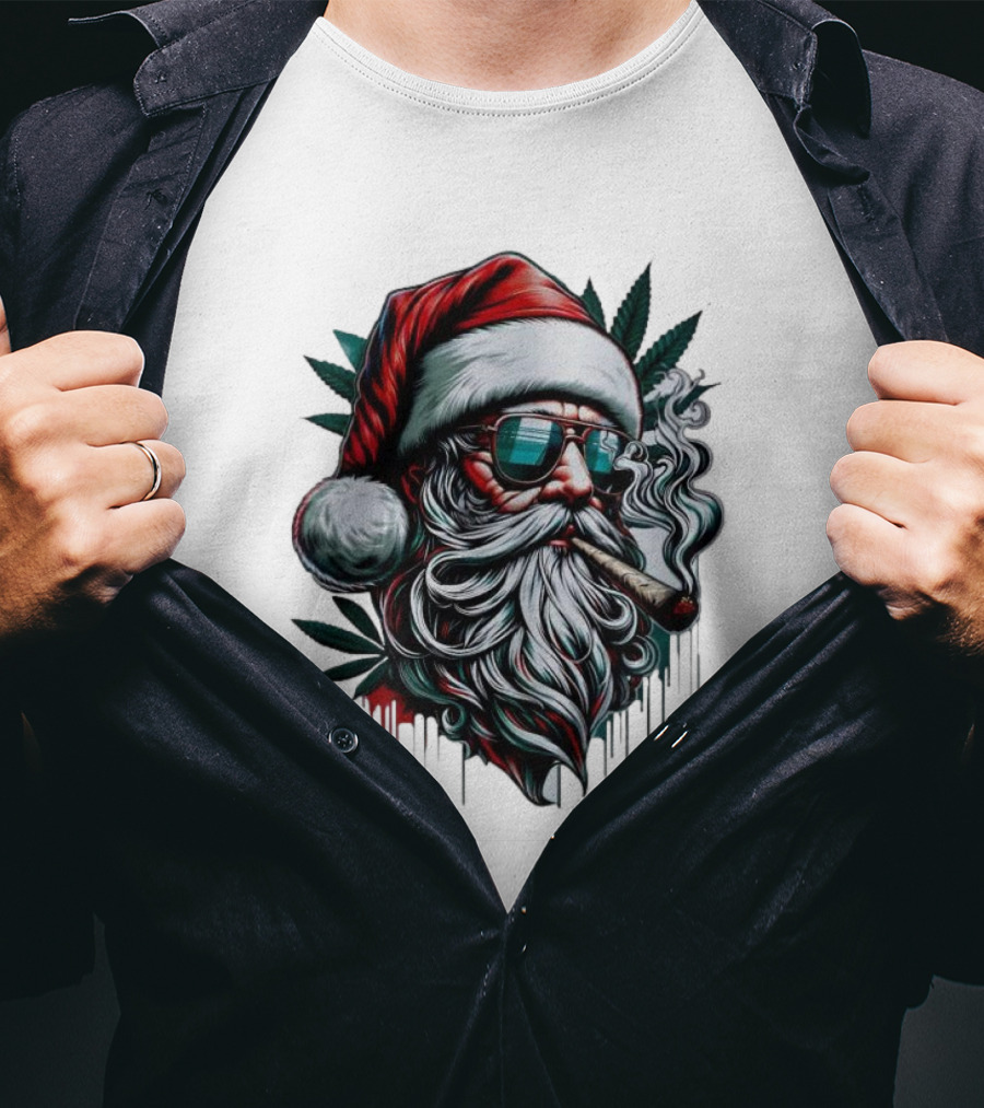 Santa Claus Smoking Weed Marijuana Christmas Holiday T-Shirt