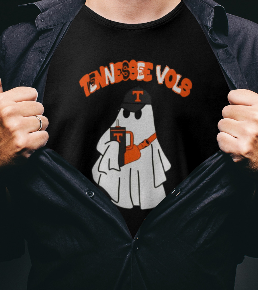 Tennessee Vols Ghost With Hat And Drink T-Shirt