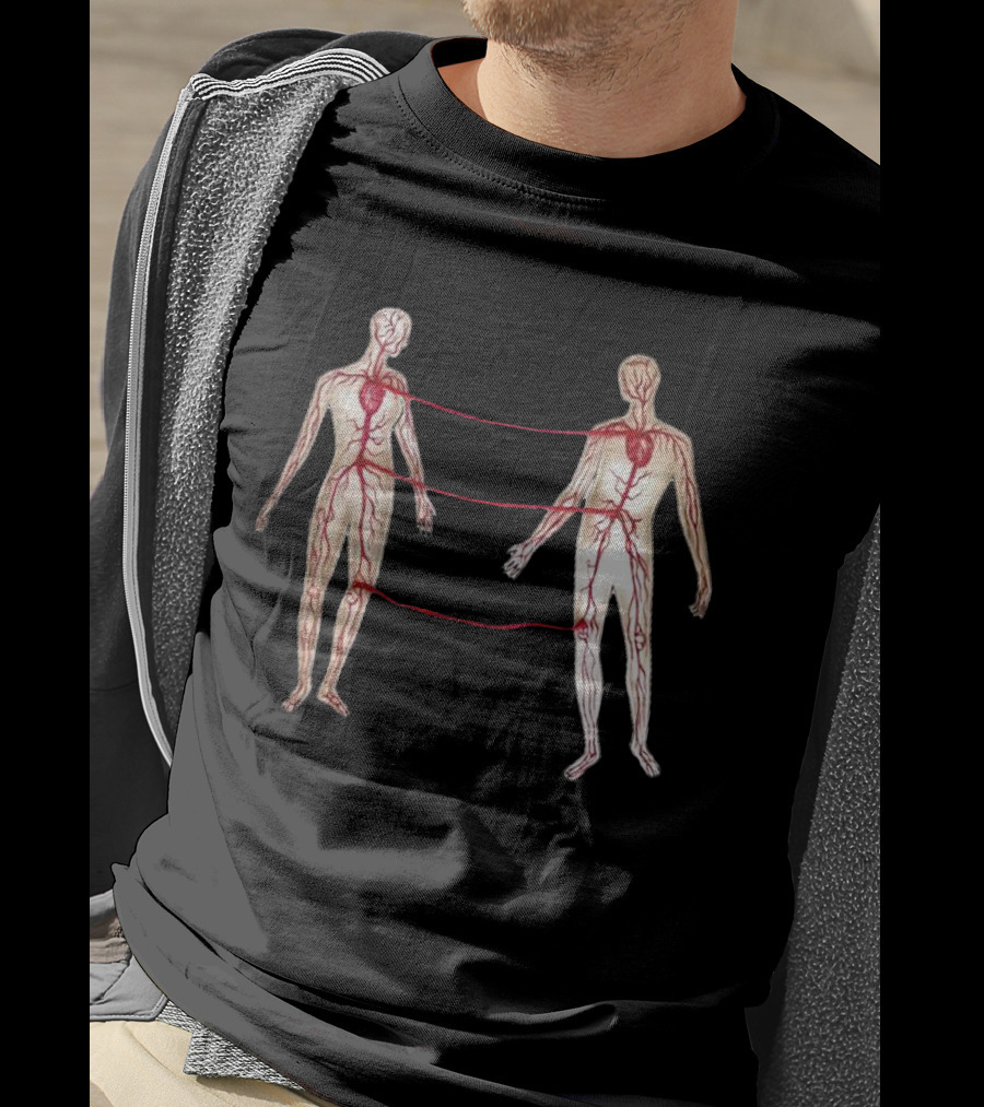 Vascular Diagram Heart Connection Between Two People T-Shirt