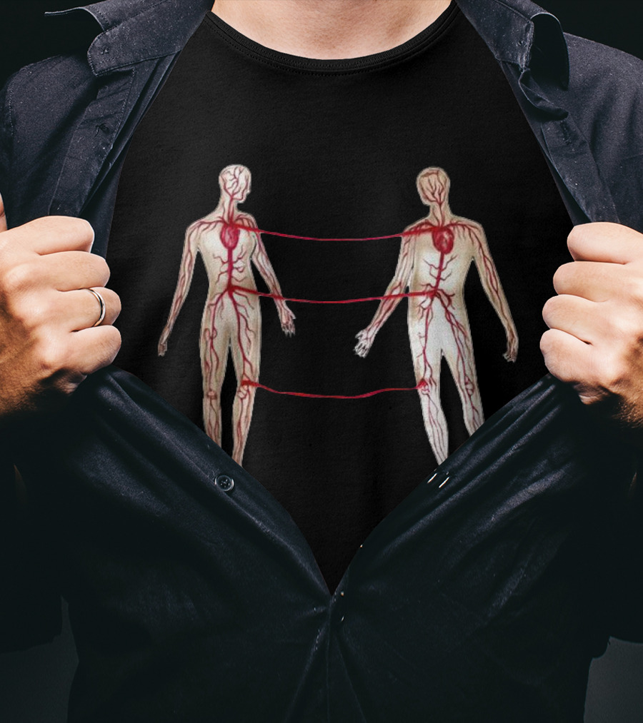 Vascular Diagram Heart Connection Between Two People T-Shirt