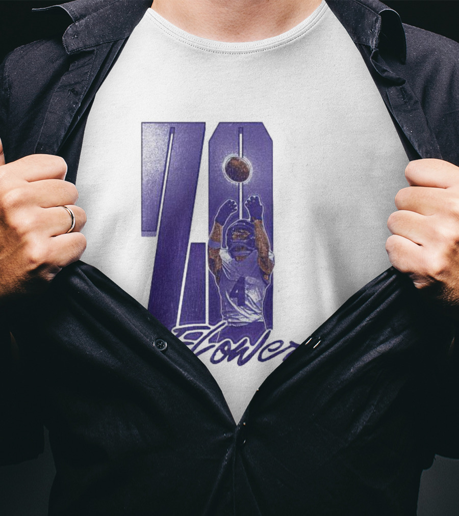 Zay Flowers Baltimore Football Catching Number 4 T-Shirt