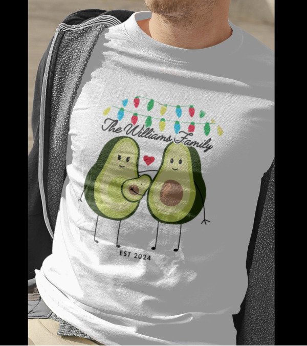 The Williams Family Baby On The Way Avocado Parents Christmas Lights Est T-Shirt