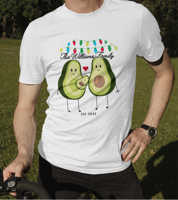 The Williams Family Baby On The Way Avocado Parents Christmas Lights Est T-Shirt