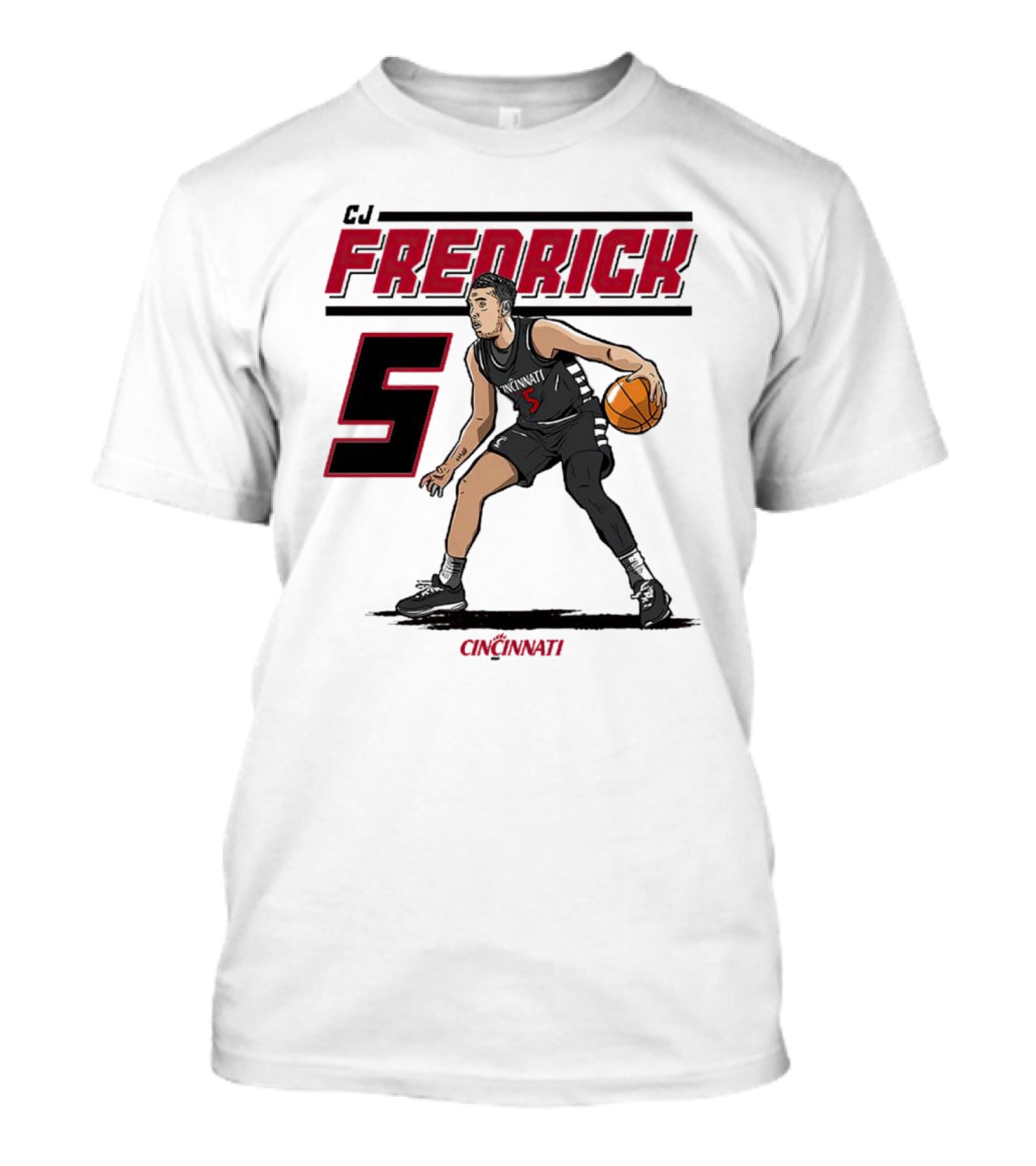 CJ Fredrick Cincinnati Basketball Number 5_ACTION T-Shirt
