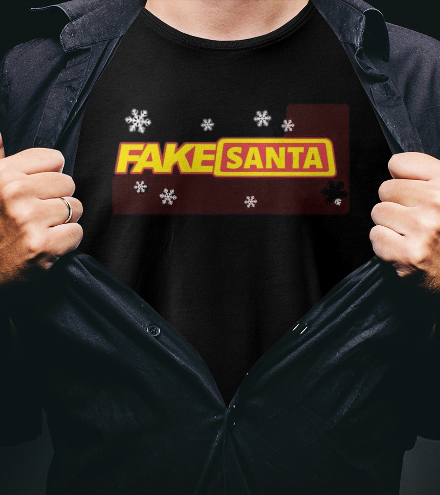 FAKE SANTA Logo With Snowflakes T-Shirt