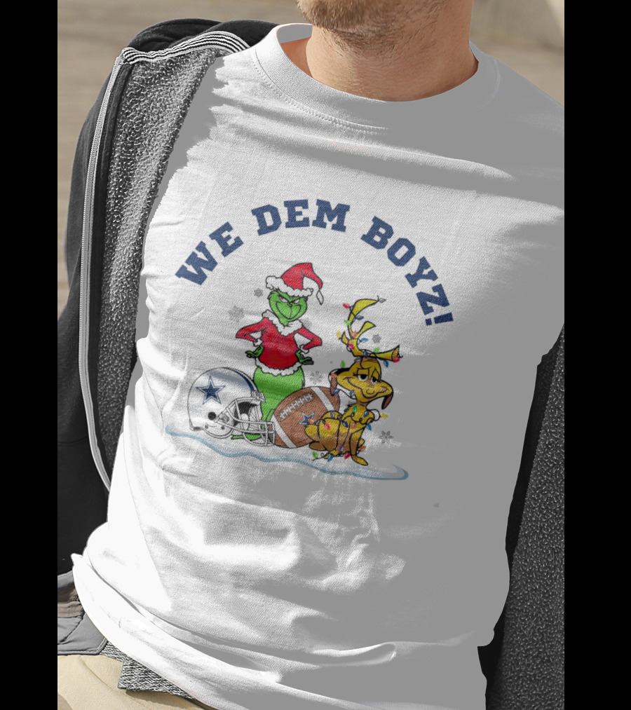 We Dem Boyz Grinch And Max Dallas Cowboys Christmas T-Shirt