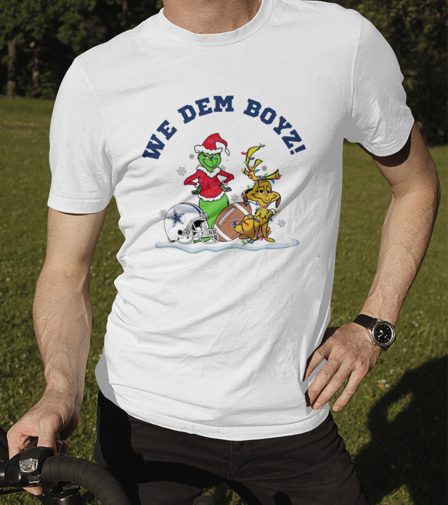 We Dem Boyz Grinch And Max Dallas Cowboys Christmas T-Shirt