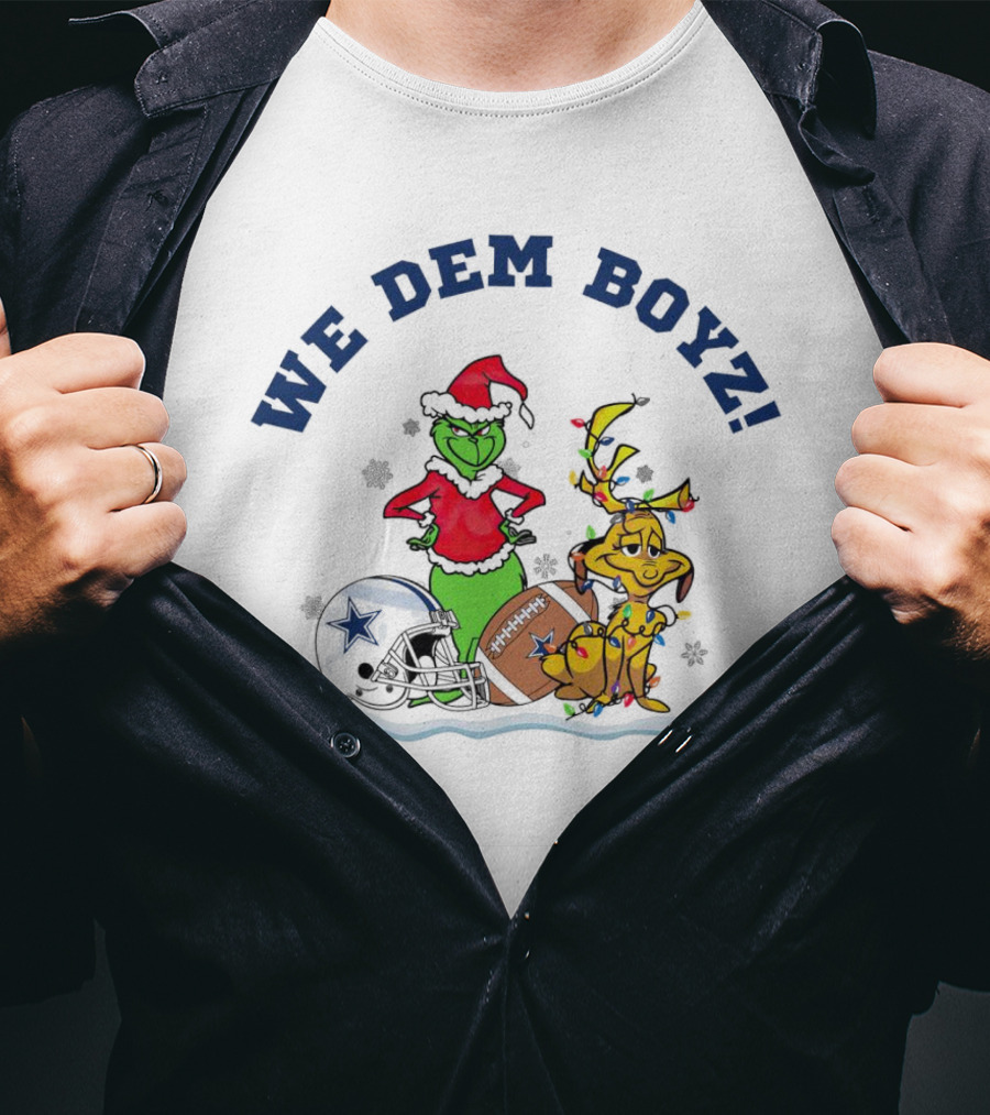 We Dem Boyz Grinch And Max Dallas Cowboys Christmas T-Shirt