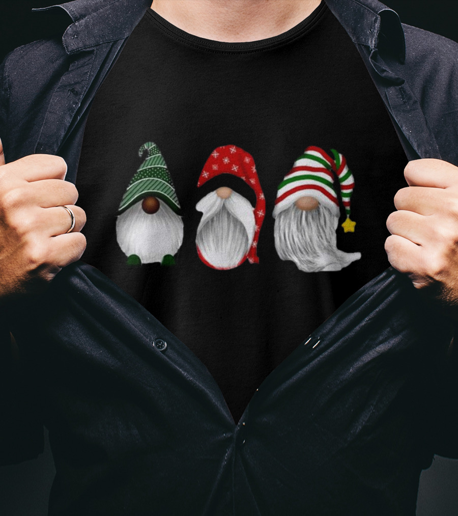 Holiday Gnomies Christmas Gnome Trio In Festive Hats T-Shirt