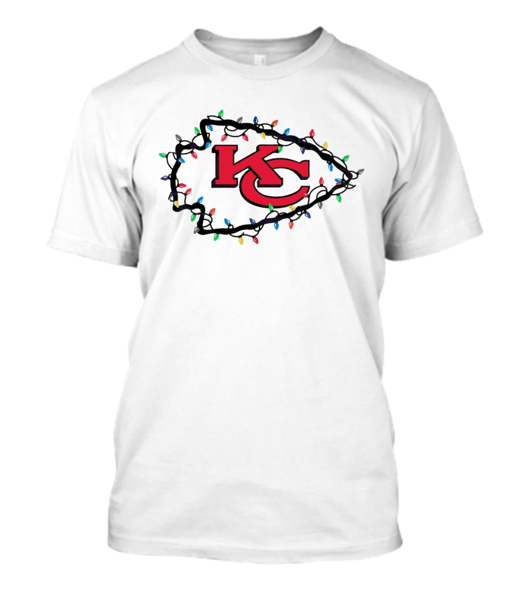 Kansas City Chiefs KC Logo Christmas Lights T-Shirt