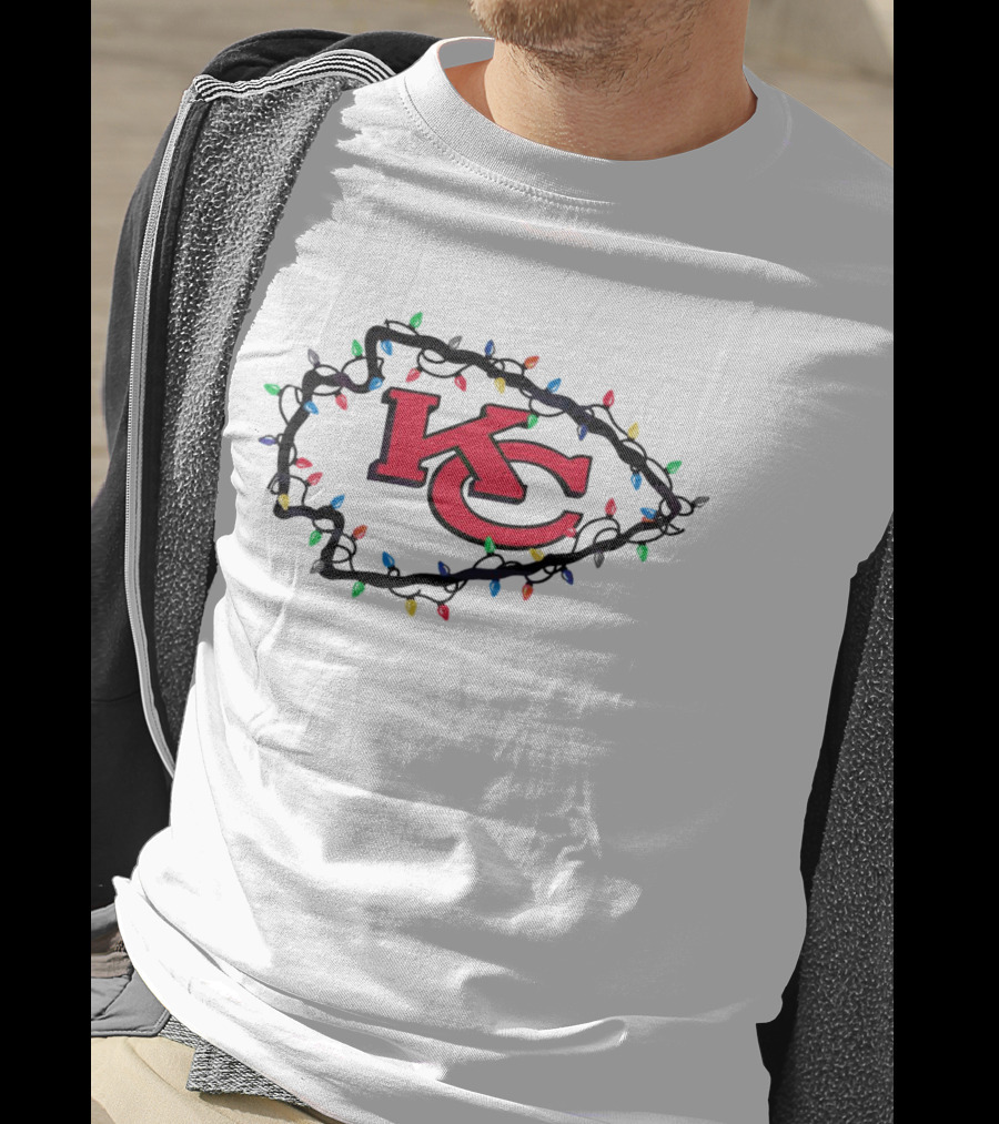 Kansas City Chiefs KC Logo Christmas Lights T-Shirt