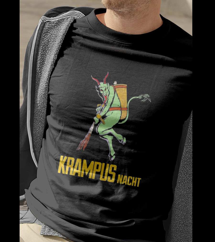 KRAMPUS NACHT Vintage Green Demon With Basket And Birch Bundle T-Shirt