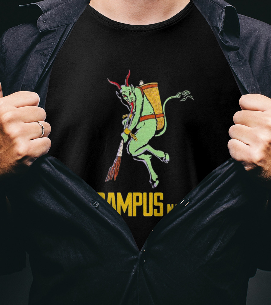 KRAMPUS NACHT Vintage Green Demon With Basket And Birch Bundle T-Shirt