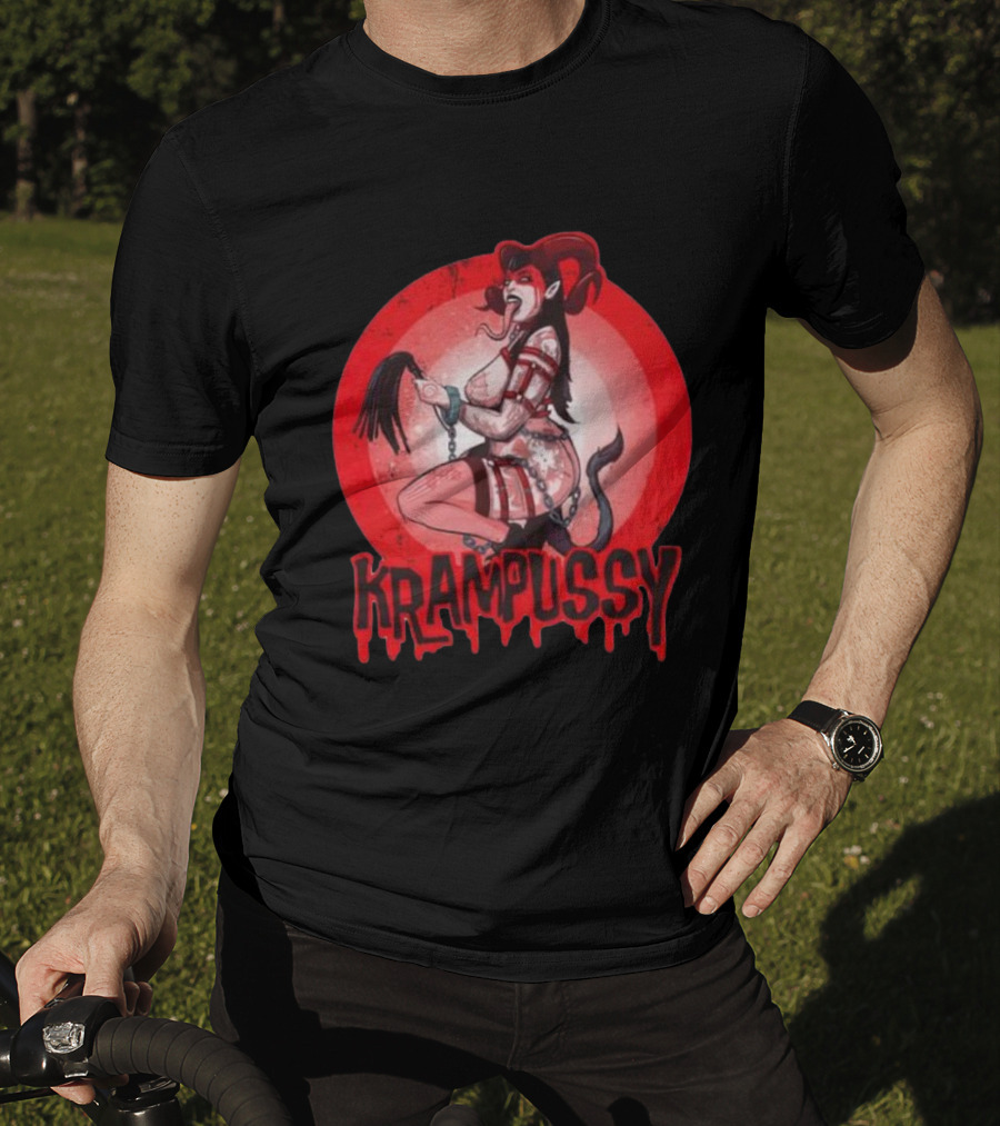 Krampussy Demon Woman With Whip And Chains T-Shirt