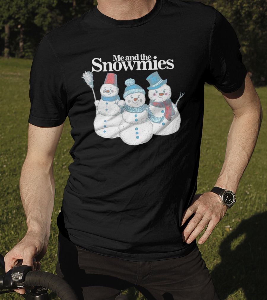 Me And The Snowmies Christmas Trio With Brooms And Hats T-Shirt