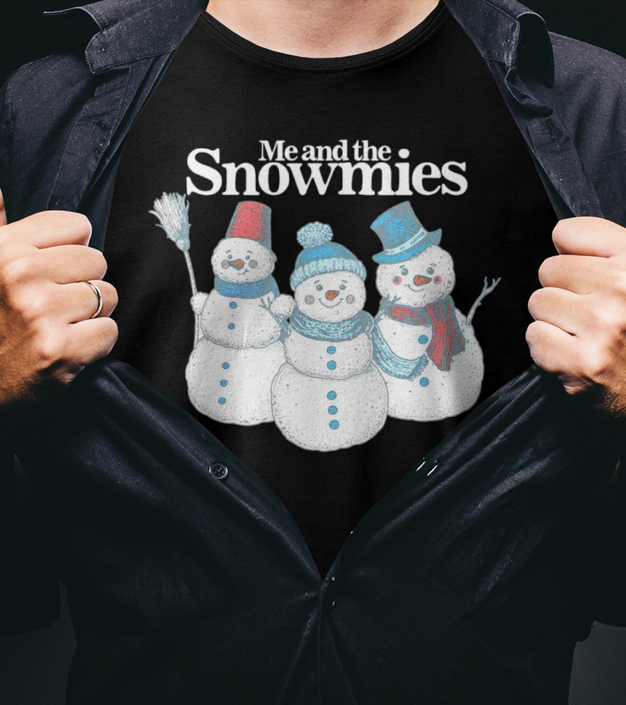 Me And The Snowmies Christmas Trio With Brooms And Hats T-Shirt