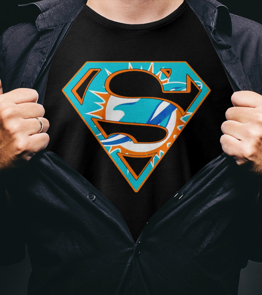 Miami Dolphins Superman Shield Emblem T-Shirt