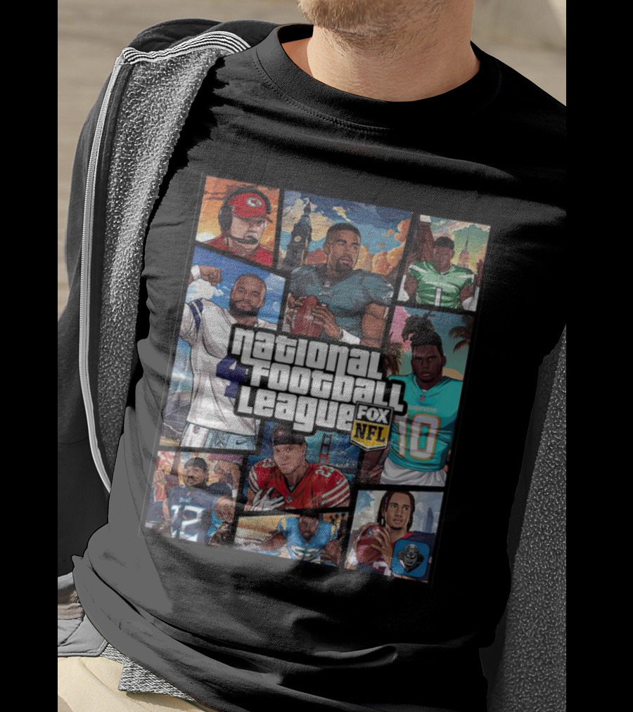 National Football League NFL Teams Players Fox Sports Grand Theft Auto T-Shirt