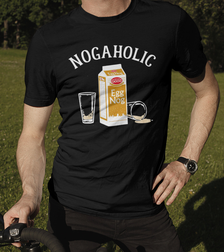 Nogaholic Wicked Good Egg Nog Carton And Glasses T-Shirt