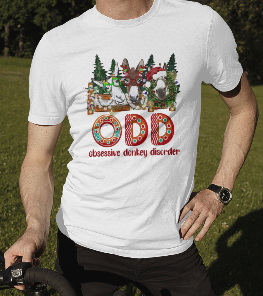 ODD Obsessive Donkey Disorder Christmas Holiday Donkeys With Festive Decorations T-Shirt