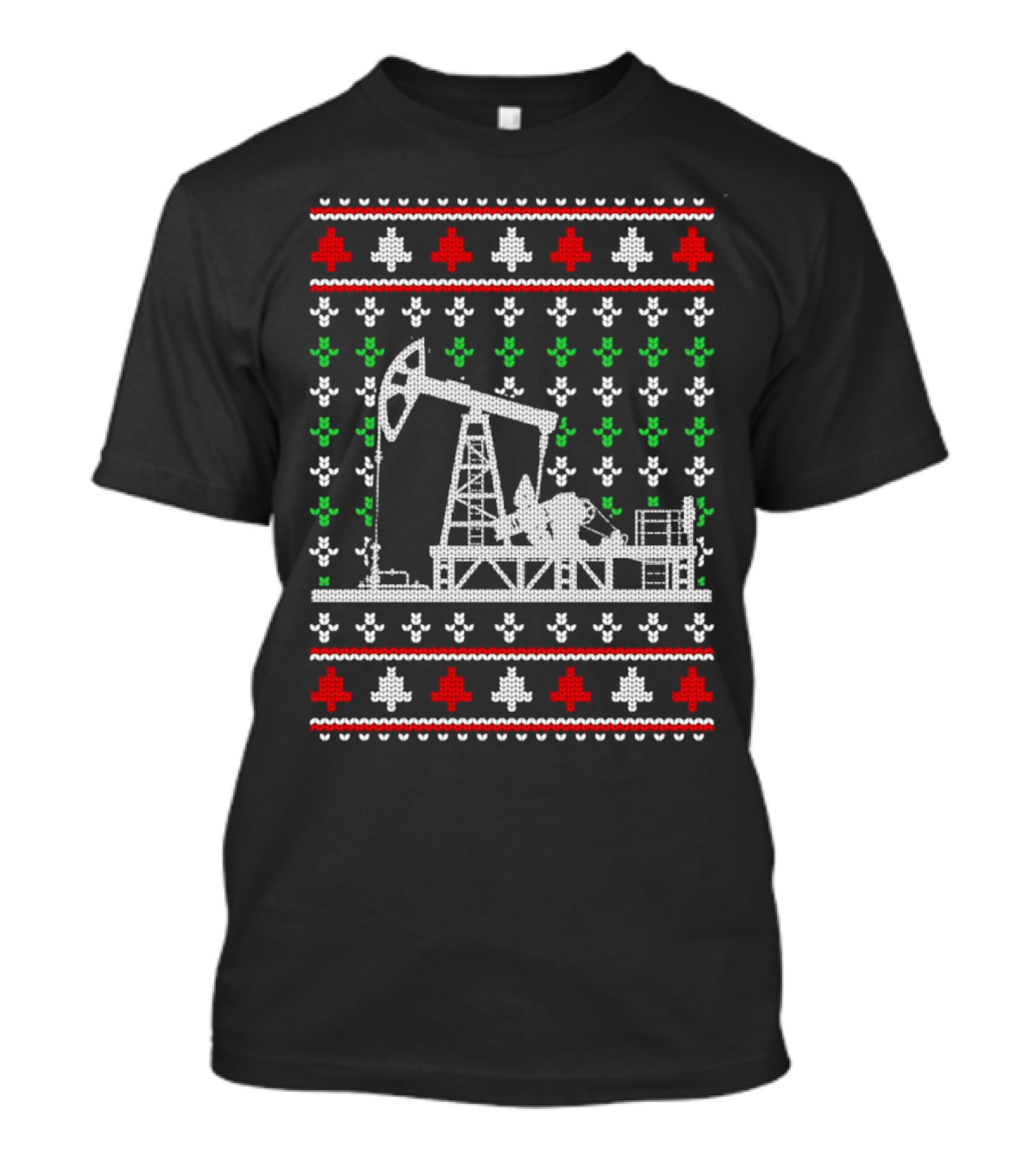 Oil Rig Pump Drill Christmas Knitted T-Shirt