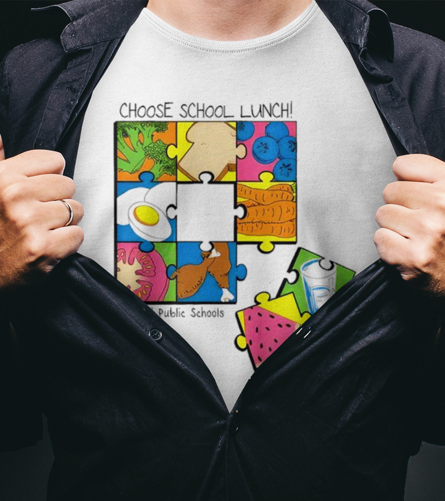 Choose School Lunch Puzzle Portland Public Schools Food Elements T-Shirt
