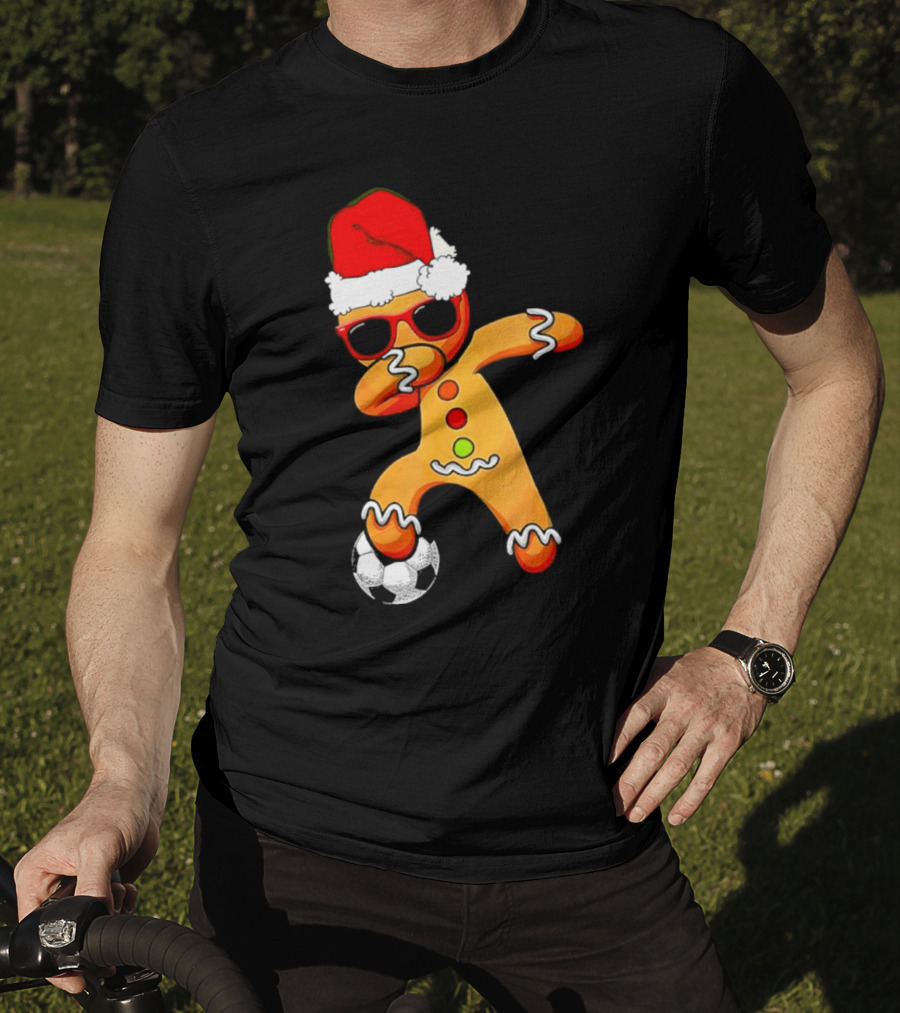 Christmas Dabbing Gingerbread Santa Hat Soccer Ball T-Shirt