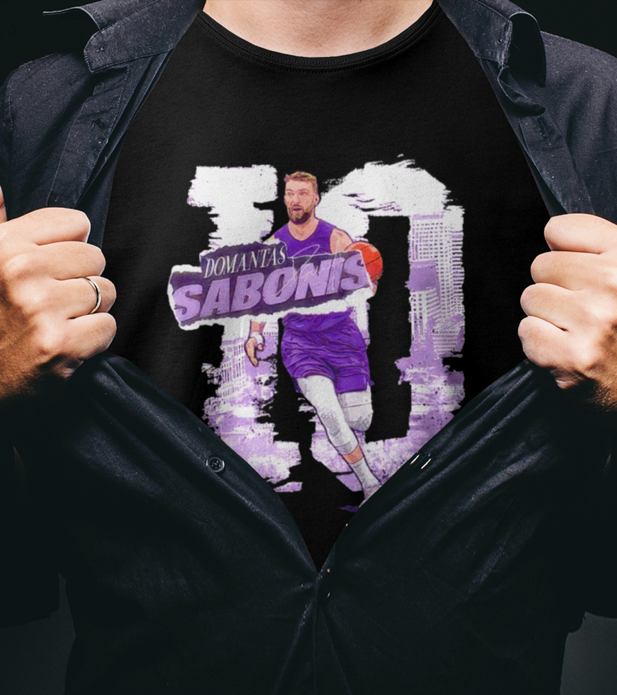 Domantas Sabonis Sacramento Basketball Purple T-Shirt