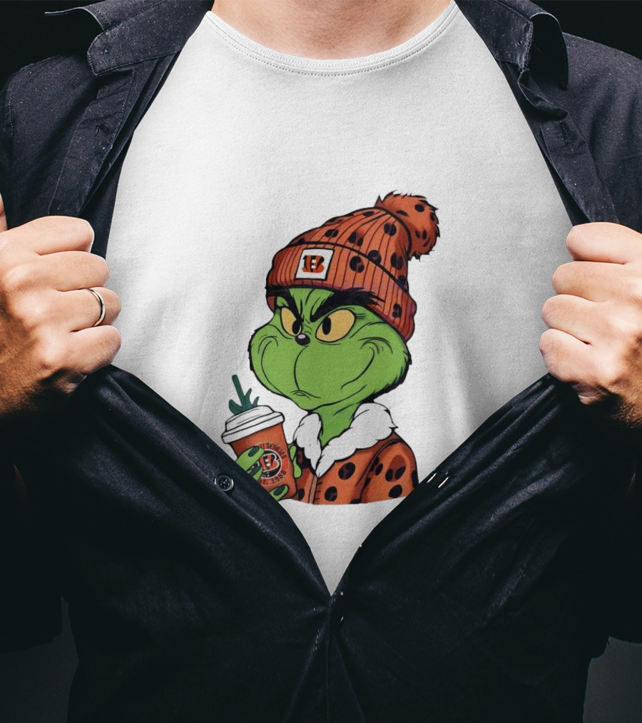 Grinch Boujee Cincinnati Bengals Football Fan Holiday T-Shirt