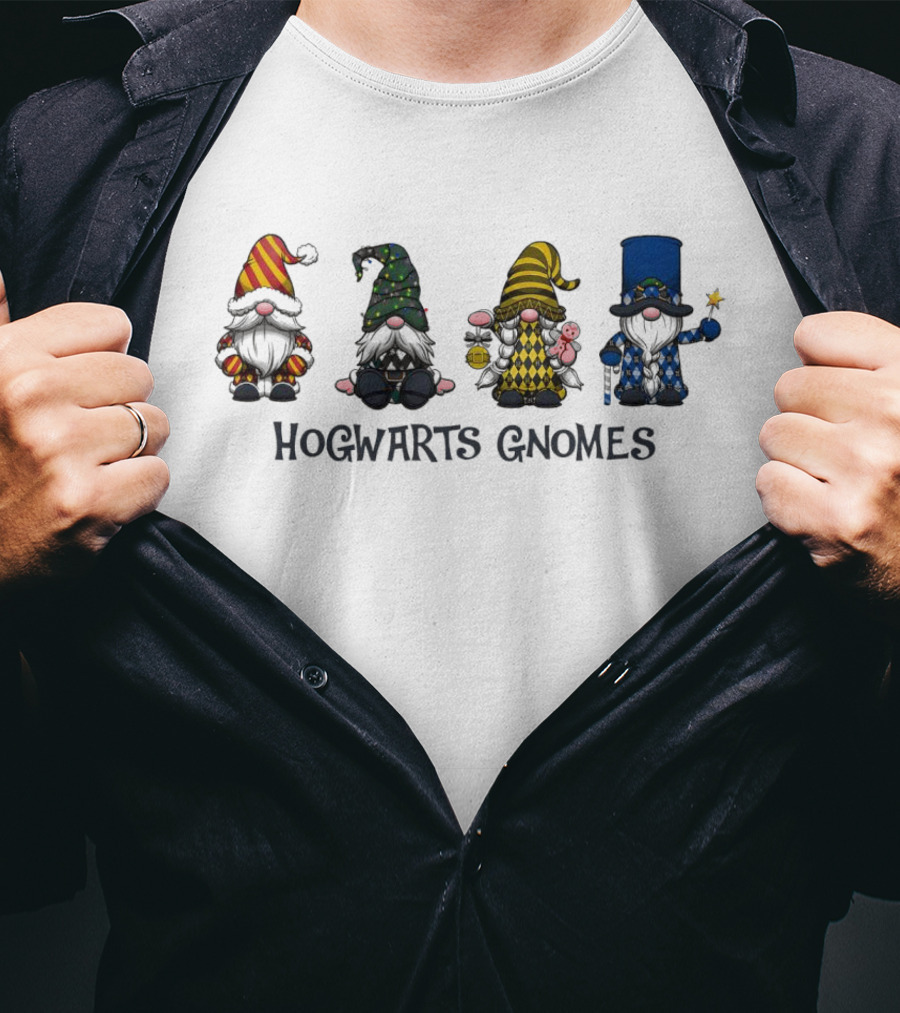 Hogwarts Gnomes Gryffindor Hufflepuff Slytherin Ravenclaw Houses T-Shirt